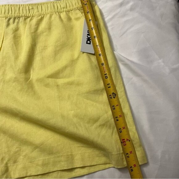 NWT DKNY Linen Blend High Rise Easy Shorts Yellow XL - Picture 3 of 8